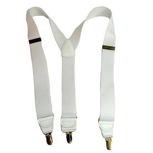 Retenciones Y-back todo blanco Casual Series 1 1/2" Amplia con No-Slip patentada de oro Clips