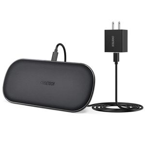 CHOETECH Dual Wireless Charger, 5 Coils Qi Certified Fast Wireless Charging Pad Compatible with iPhone X/XS/XS Max/XR/8/8 Plus, Samsung Galaxy S10/S10