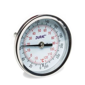H-B Durac b61310 – 6700 bi-metallic Dial Termómetro; -20 a 120 C (0 a 250 F), 1/2 en. NPT dial de conexión con hilos, 75 mm