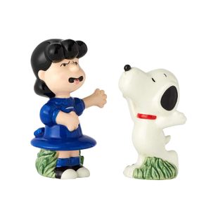 Enesco con licencia de cerámica "Peanuts" Snoopy y Lucy salero y pimentero, multicolor