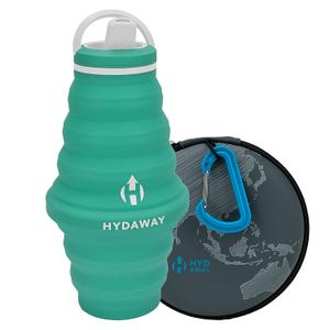 HYDAWAY Hydration Travel Pack | 25 oz Collapsible Water Bottle with Spout Lid and Compact Travel Case with Carry Clip