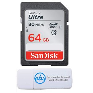 SanDisk - Tarjeta de memoria Ultra SD de 64 GB, 80 mb, compatible con Canon EOS Rebel T7, Rebel T6, 77D, cámara digital Clase 10 (SDSDUNC-064G-GN6IN)