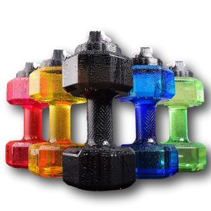 Botella de agua con forma de mancuerna de gran capacidad (2,2 l), sin BPA, tapa superior a prueba de fugas, 5 colores