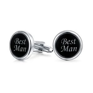 Bling Jewelry Hombre Esmalte Negro Chapado en boda mejor hombre Gemelos