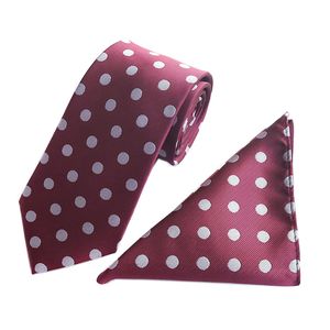 secdtie hombre corbatas de lunares tela de Jacquard corbata & pañuelo de bolsillo Set