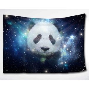 HMWR - Tapiz decorativo para pared, diseño de panda espacial, diseño de planetas de galaxia, color azul