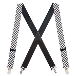 SuspenderStore Men's Checkered 1.5-Inch Wide Suspenders - Small Pin Clip