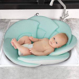 Almohada de baño para bebé orgánica, esponja Konjac incluida, flor floral, para bañarse en el fregadero, bañera o plástico para amortiguar la piel rec