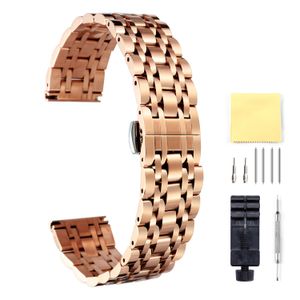 BINLUN Correa de reloj de acero inoxidable 6 colores (oro, plata, negro, oro rosa, tono dorado, tono oro rosa) 17 tamaño (0.394 in – 1.024 in)