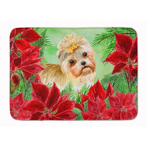 Caroline 's Treasures Morkie Poinsettias alfombrilla de piso, 19" x 27", multicolor