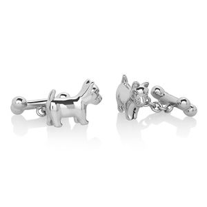 Crisol joyería para hombre de alta pulido tono de plata perro y hueso Gemelos, color blanco, talla única