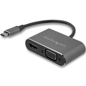 StarTech - Adaptador USB C a VGA y HDMI (aluminio, adaptador multipuerto USB-C, 5.9 in, cable integrado)