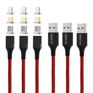 Digital Ant Gen-X USB C+Micro USB+i-Product 3 en 1 Nylon trenzado magnético de carga rápida y cable de sincronización de datos compatible con disposit