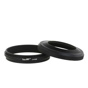 haoge lh-x49b 2 in1 All Metal Lens Hood ultrafina con anillo adaptador para Fuji Fujifilm Finepix X70 X100 X100S X100T cámara x100 F, color negro