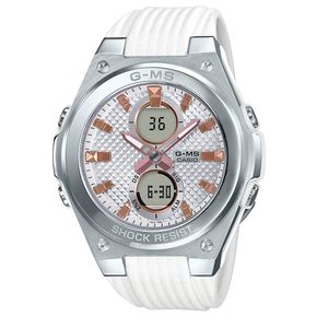 Casio MSGC100-7A Baby-G - Reloj de pulsera para mujer (acero inoxidable, color blanco y dorado)