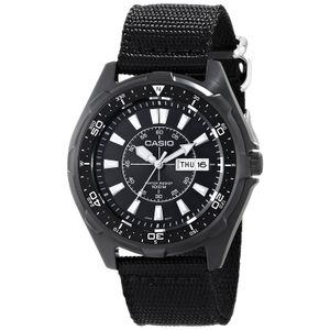 Casio De los hombres amw110 – 1 AV clásico reloj de acero inoxidable con Negro Nylon de banda