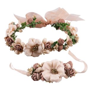Corona de flor diadema guirnalda pulsera boda fiesta pelo corona mujer niña