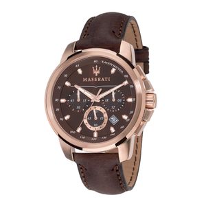 Maserati para hombre "Successo cuarzo acero inoxidable y reloj de moda de piel, color café (modelo: R8871621004)