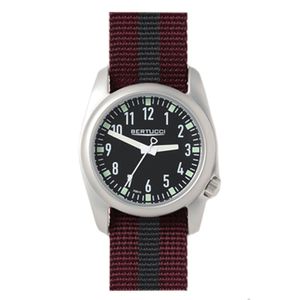 Bertucci 11061 Carmesí Y Negro Nylon Correa Banda Esfera de color negro reloj