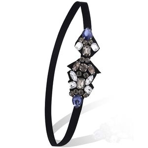 WIIPU Mujer Chica Boho Hairband Bling vidrio Negro nupcial accesorios (C80)
