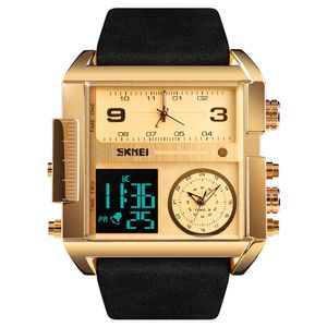 SKMEI - Reloj digital deportivo para hombre, LED, cuadrado, grande, analógico, de cuarzo, con cronómetro impermeable