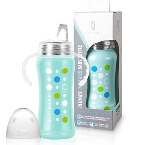 Copa de Sippy de acero inoxidable para bebés de 9 oz con aislamiento para bebés y niños que aísla más de 10 horas | Sin fugas, no tóxico de grado médi