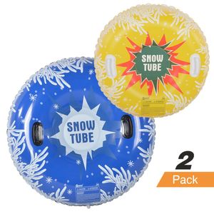 HIWENA - Tubos de nieve hinchables para la familia con 2 asas superiores, resistentes para adultos, y juguete de nieve para niños, 122 y 37.0 in (2 un