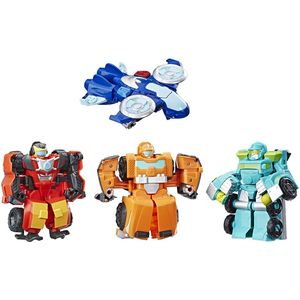 Playskool Heroes Transformers Rescue Bots Academy Rescue Team Pack, 4 figuras coleccionables de acción de conversión de 4.5 pulgadas, juguetes para ni