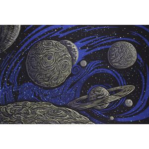Sol Alegría 3d Galáctico Espacio Ultraterrestre Planetario Psych Arte Tapiz Para Colgar En La Pared Enorme 60 x 90 inches