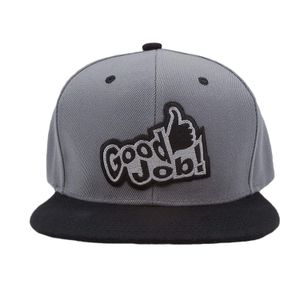 Buen trabajo. Gorra de béisbol con cierre de presión, edición limitada, color gris y negro