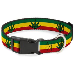 buckle-down 6 – 9" Hoja de Marihuana Repetir Rasta de plástico Clip Collar, pequeño Estrecho