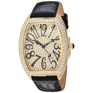 Christian Van Sant 'elegante' cuarzo, latón y piel de la mujer reloj Casual, color: negro (modelo: cv4820)