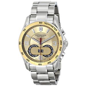 Victorinox Unisex 241619 Chrono - Reloj plateado de cuarzo, suizo, con pantalla analógica, clásico