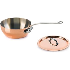 Mauviel fabricado en Francia. M 'heritage Cobre 150S 6112.17 .09-quart splayed sartén con tapa y mango de acero inoxidable fundido