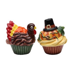 stealstreet ss-cg-61814 3" día festivo y Turquía Cupcake Par – Juego de salero y pimentero, diseño de calabaza