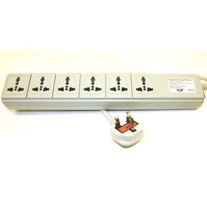 VCT WPS-UK 220 - Protector de sobrevoltaje universal con tira de energía de 240 voltios con 6 salidas universales de 13 A máx. 3250W con enchufe del R