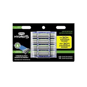 Repuesto para hoja de afeitar Schick Hydro Sense Sensitive para hombre con gel sensible, incluye 12 recambios para hojas de afeitar