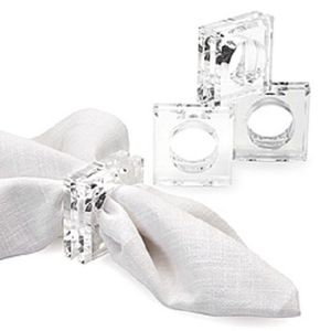 Biselado acrílico Lucite Conjunto de 4 servilleta Anillos by Sparkle