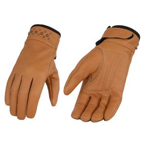 Guantes de piel para mujer con palma de gel, detalles de remaches, XL