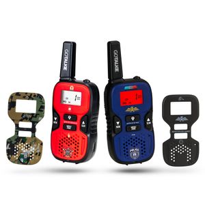 Conjunto de 2 comunicadores con visualización LCD y linterna incorporada, con carcazas intercambiables de policía, espía, bombero y soldados, de Prete