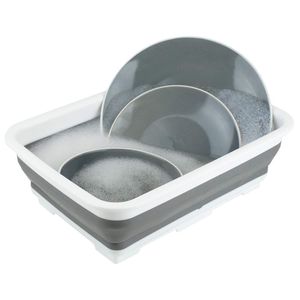 Home Basics - Bandeja plegable de silicona y plástico con soporte para cubiertos (tubo de lavabo blanco)