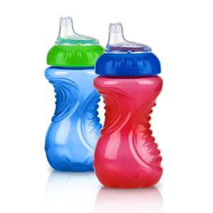 Nuby 2 piezas sin derrames fácil agarre entrenador taza 10 oz, 4 Piece