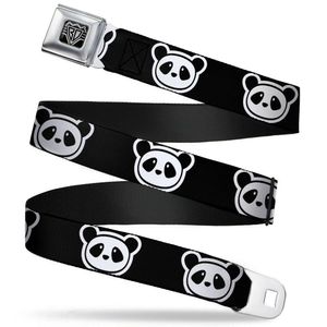 Buckle-Down Seatbelt Belt - Panda Bear Cartoon2 Black/White - 1.0" Wide - 20-36 Inches in Length