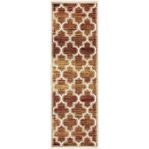 Alfombra de área de colección Bohemia de enrejado superior, 0.394 in de altura de pelo con respaldo de yute, patrón de enrejado geométrico chic, alfom