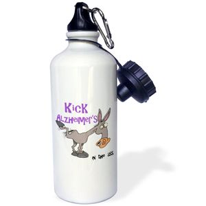 3dRose WB _ _ _ _ _ _ _ _ _ _ 115577 _ _ _ _ _ _ _ _ _ _ 1 " Kick Alzheimers en la causa Ass conciencia cinta "diseño Deportes botella de agua, 21 oz,