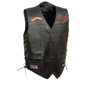 Chaleco de piel con 9 parches para hombre, 5XL