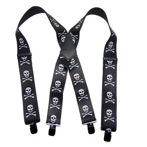 Retenciones 2" Skull & Crossbones Patrón X-Back Tirantes con No-Slip Clips