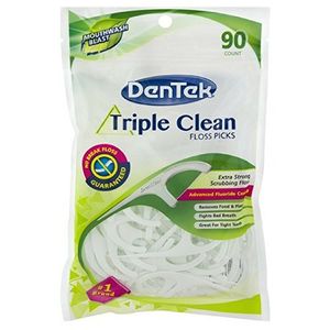 DenTek Extra Strong Triple Clean Floss Picks, Explosión de enjuague bucal, 90 unidades (paquete de 4)
