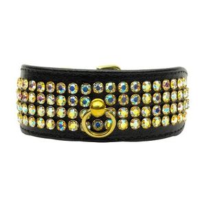 mirage pet products 83 – 57 tqm12 lazo blanco Widget auténtica piel metálico de turquesa collar de perro, mediano