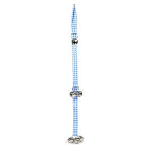 yellow dog design Gingham azul Ding campanas de perro orinal sistema de entrenamiento con 6 campanas, 26" x 1"